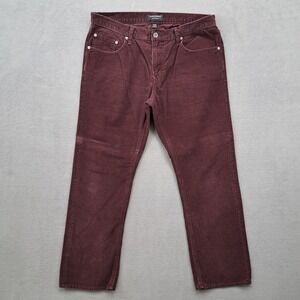 Banana Republic Vintage Straight Corduroy Pants Burgundy Men Size 35x30 Red
